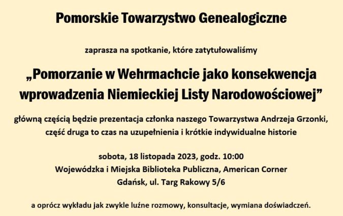 2023-11-18 Pomorzanie w Wehrmachcie jako konsekwencja wprowadzenia Niemieckiej Listy Narodowościowej