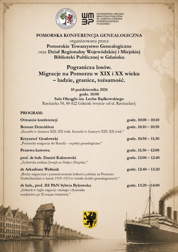 Zapraszamy na Pomorską Konferencję Genealogiczną